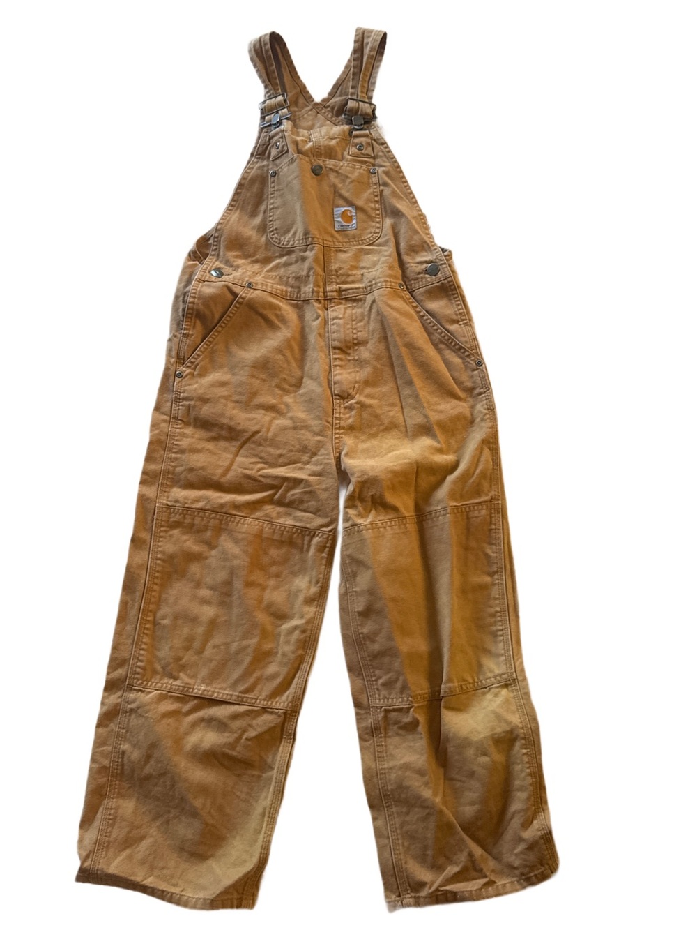 Carhartt Kids Tan Canvas Overalls with Front Pocket Size 10